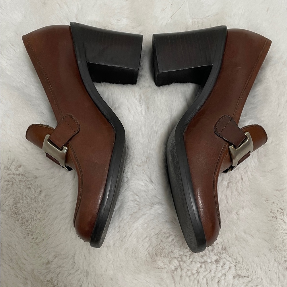 Vintage 90s Nine West Jenkins Brown Leather Chunky Heel Shoes Size 6M - Picture 6 of 14